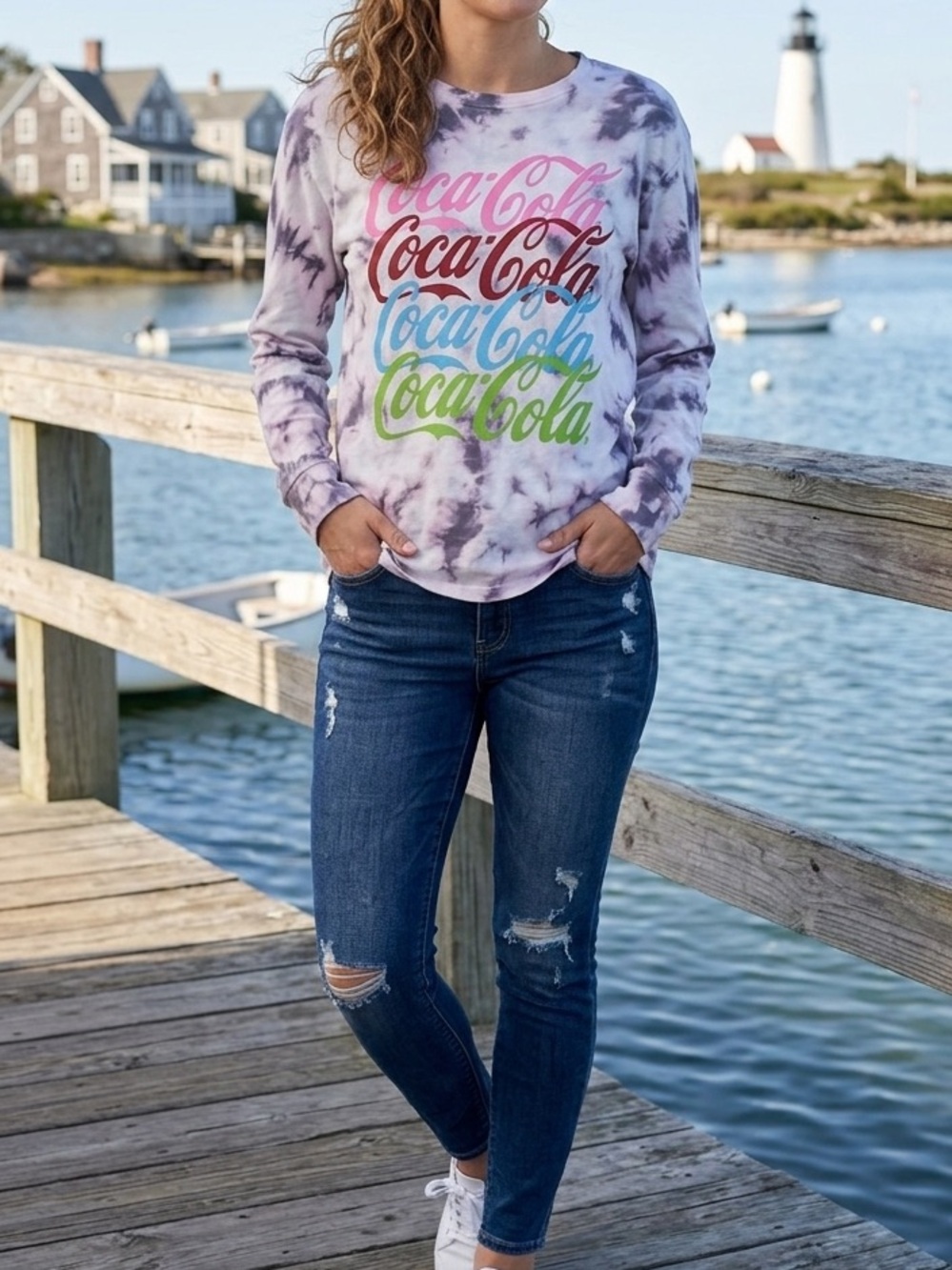 Coca-Cola Multicolor Logo Tie-Dye Long Sleeve Shirt